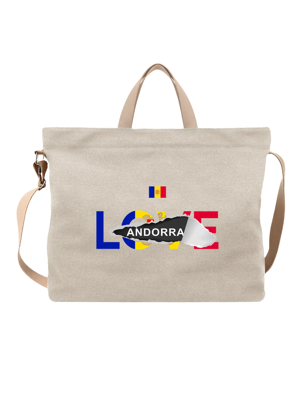 Сумка Флаг Андорры Andorra белая с принтом — национальная символика — Белая, фото 1
