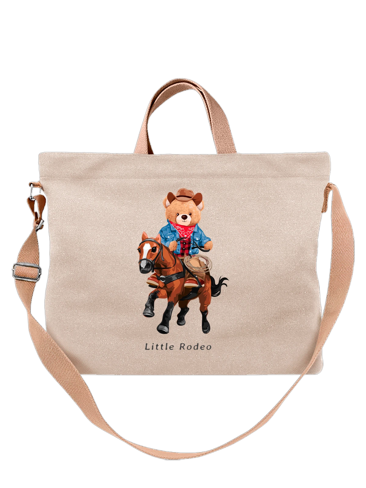 Сумка Медведь ковбой little rodeo белая с принтом — природная тематика — Белая, фото 1