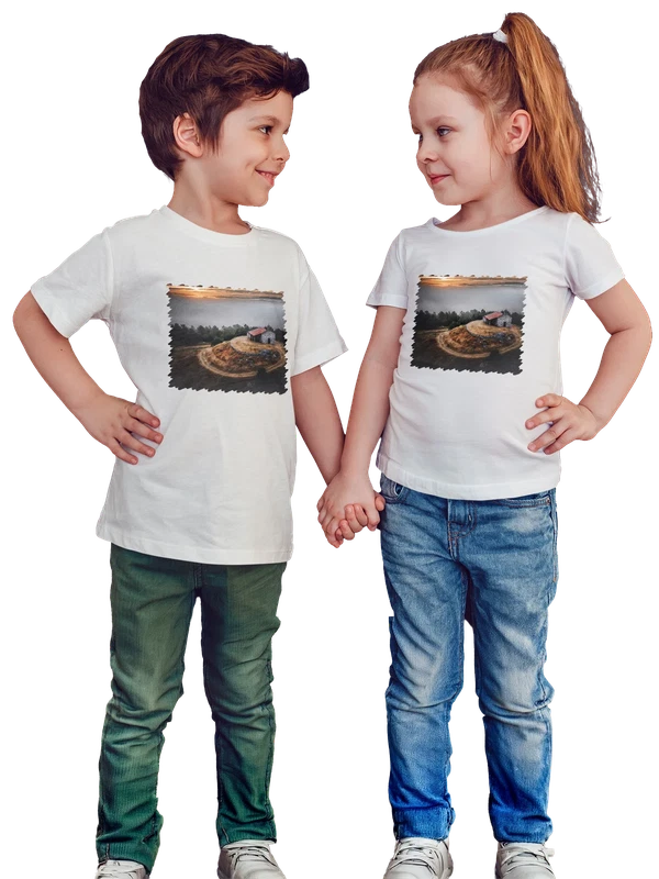 Футболка Пейзаж дом — Белая, фото 1
