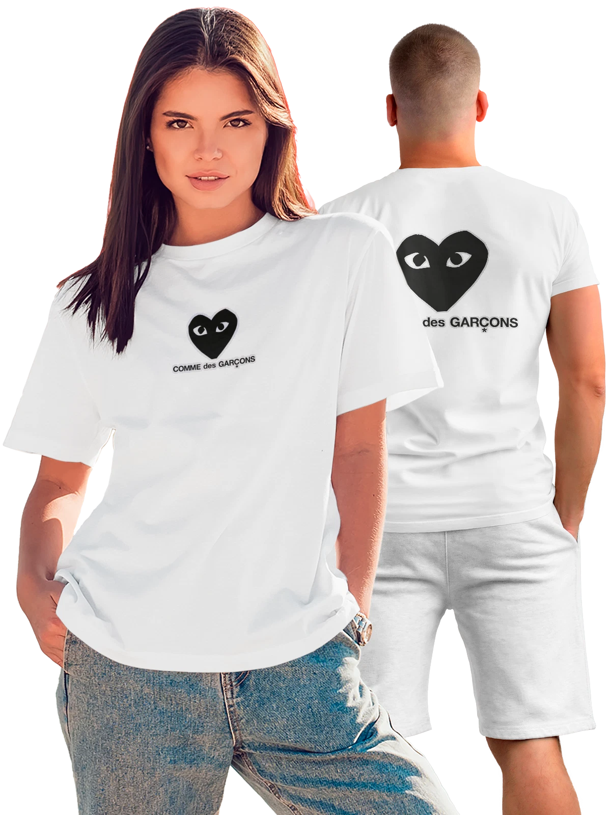 Футболка Comme des Garcons белая с принтом на спине — авангардная мода — Белая, фото 1
