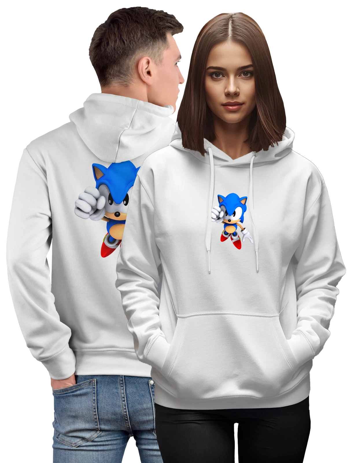 Худи Соник Sonic белое с принтом — скорость — Белая, фото 1