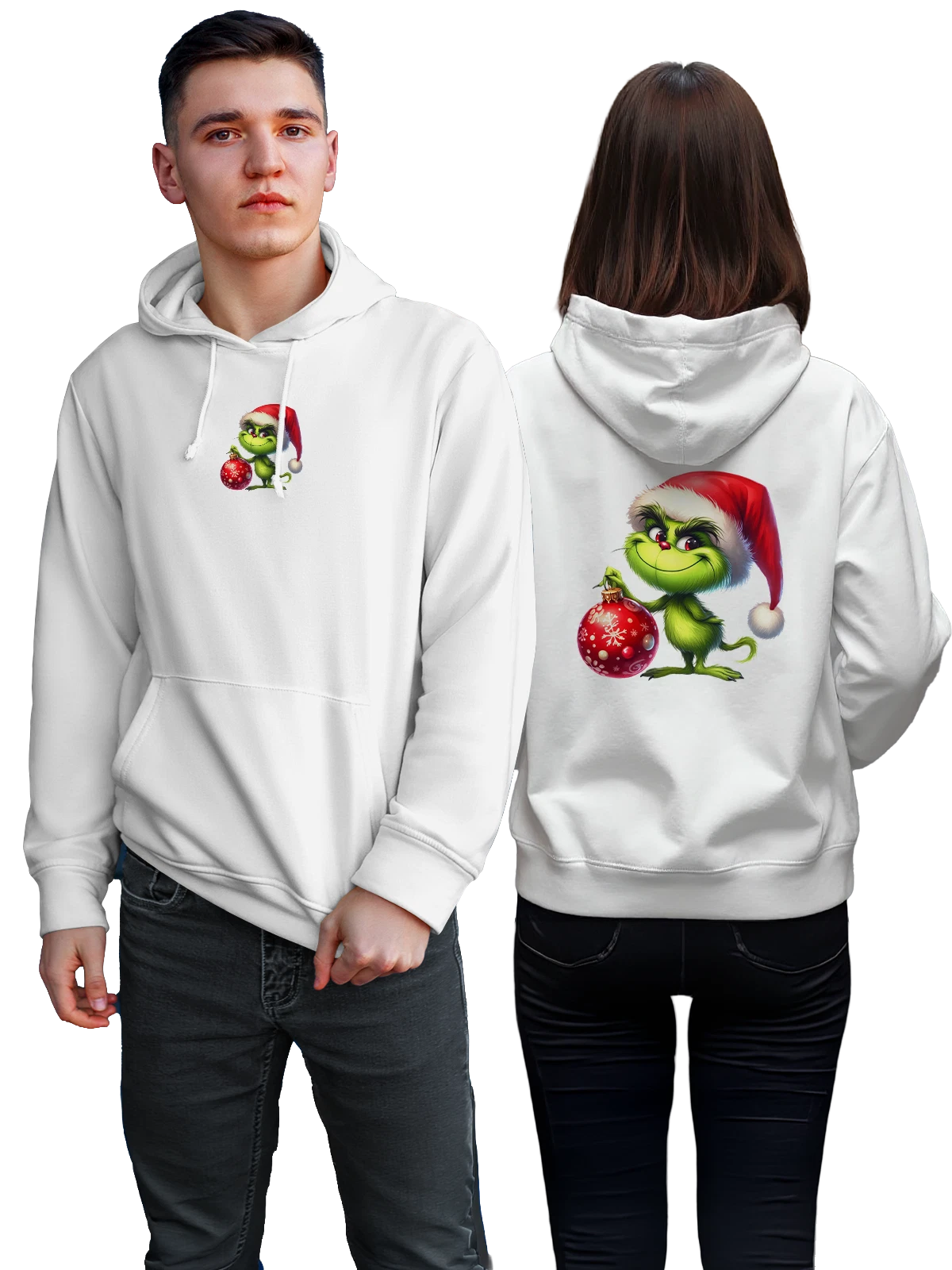 Худи Гринч Grinch новогодняя белое с принтом — зимняя сказка — Белая, фото 1