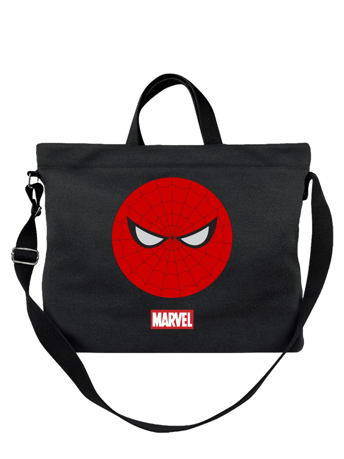 Сумка чёрная с принтом Spider-Man Marvel с маской — лицо персонажа — Чёрная, фото 1