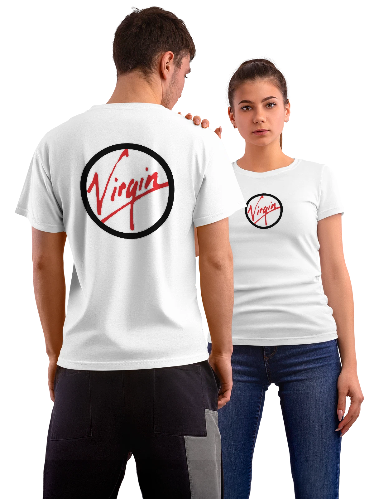 Футболка Virgin белая с принтом на спине — современная айдентика — Белая, фото 1