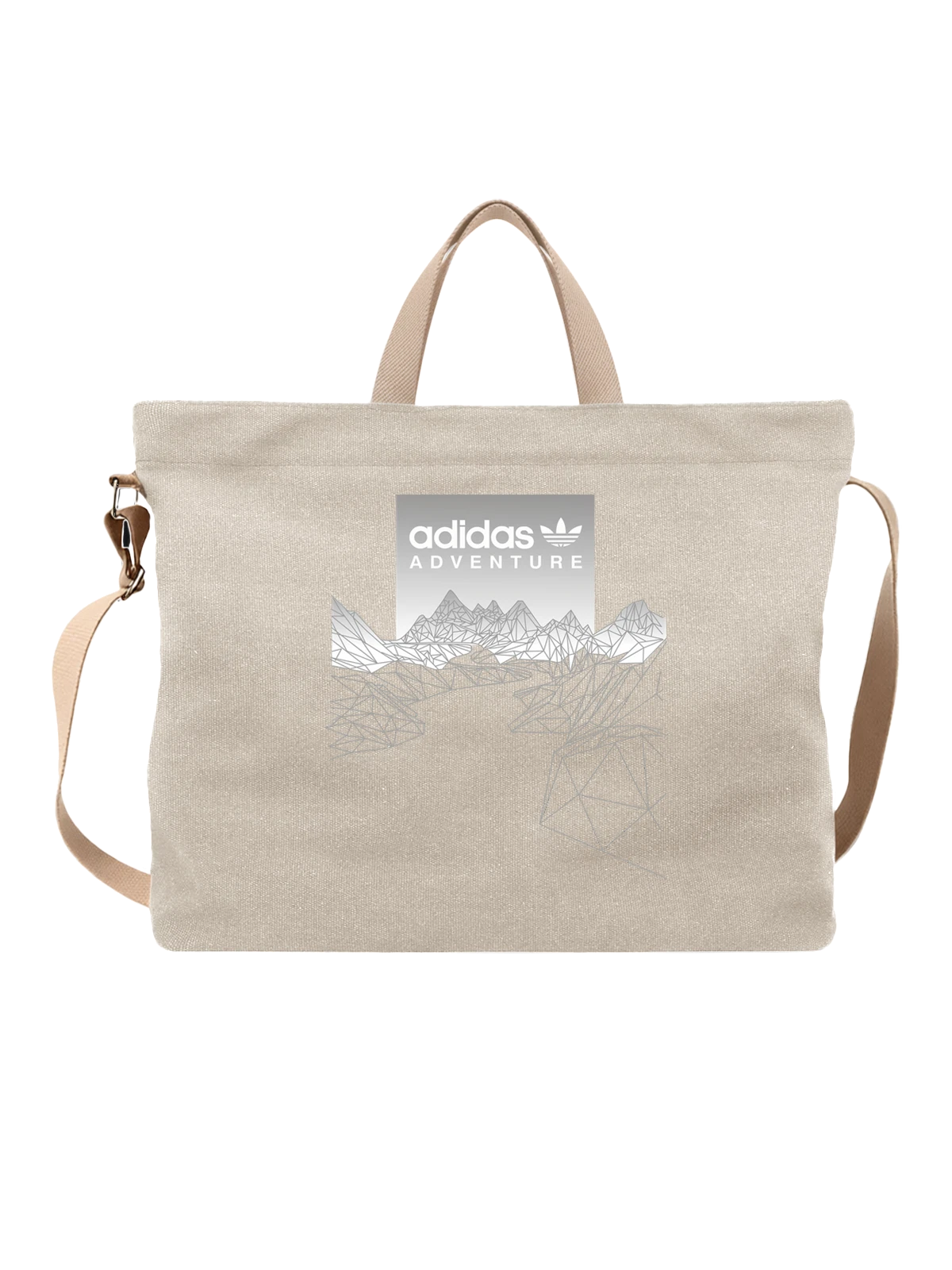 Сумка Adidas белая с принтом — белый трилистник — Белая, фото 1