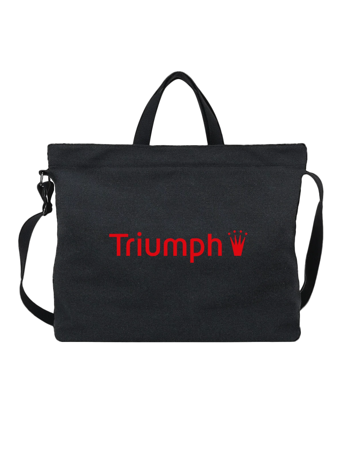 Сумка Triumph чёрная с принтом — винтажная типографика — Чёрная, фото 1