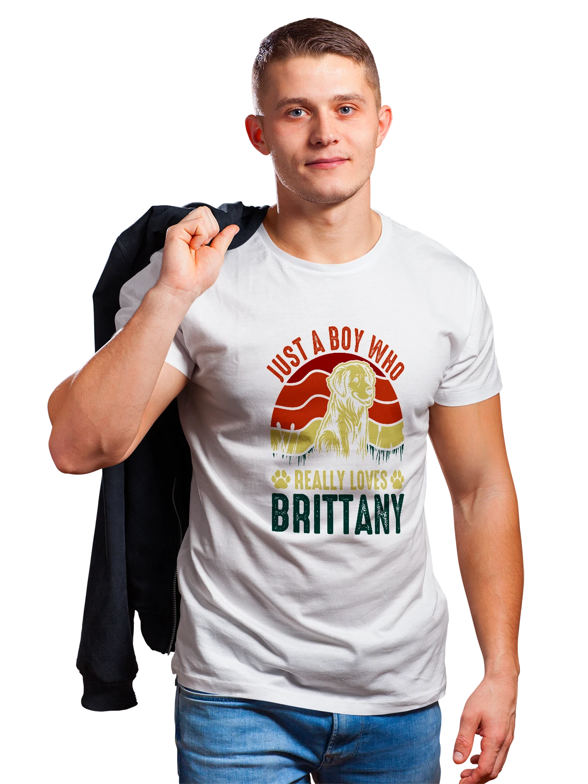 Футболка Бретонский эпаньоль белая с принтом — кинология — Белая, фото 1