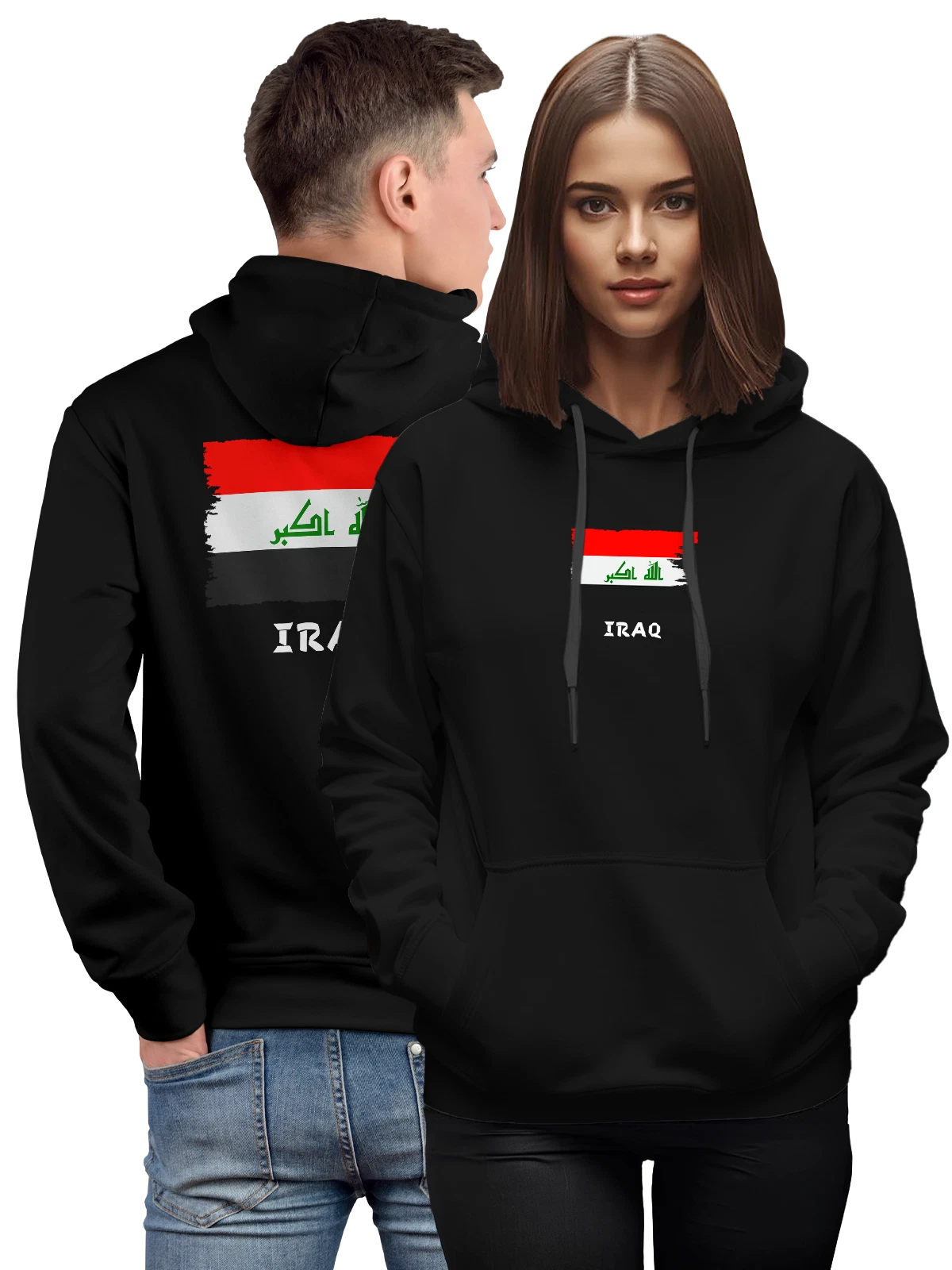 Худи с флагом Ирака Iraq чёрное с принтом — национальная символика — Чёрная, фото 1