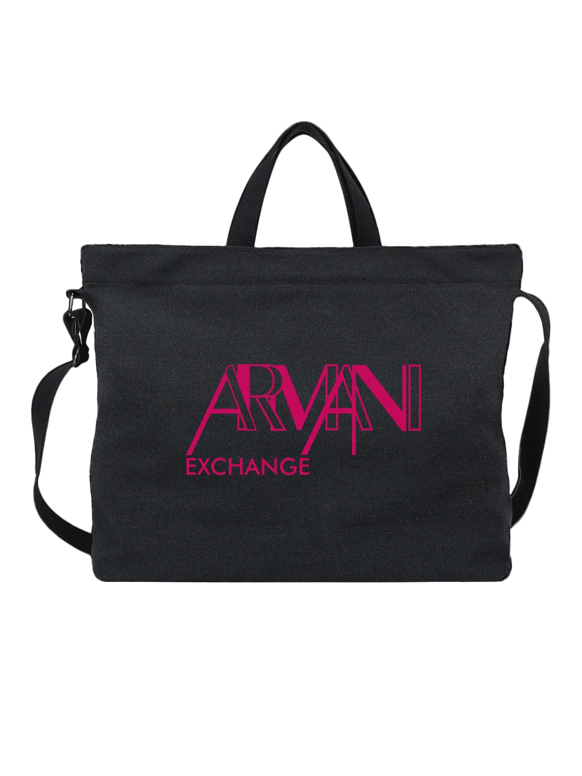 Сумка ARMANI с крупным логотипом бренда чёрная с принтом — фирменный знак — Чёрная, фото 1