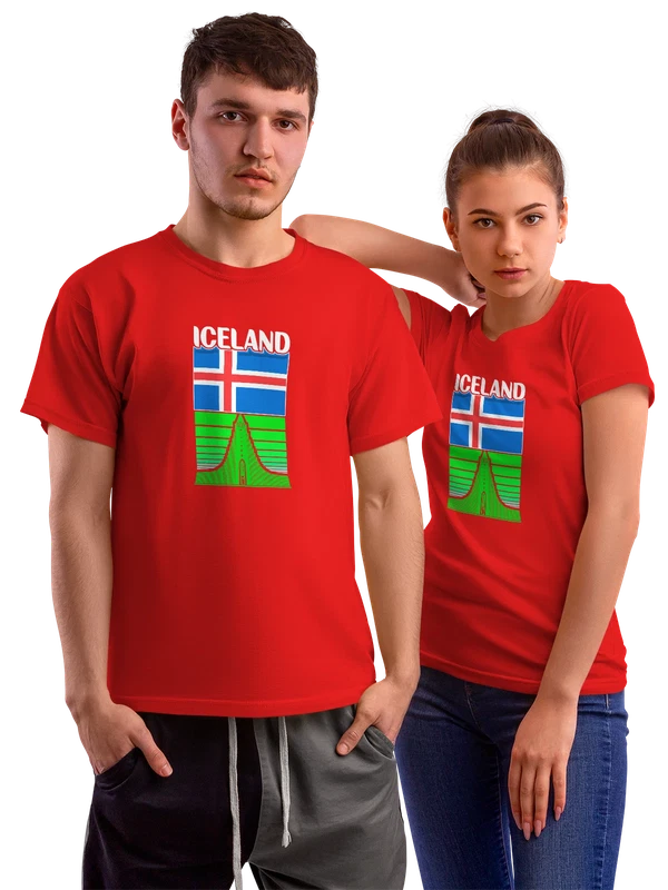 Футболка с флагом Исландии Iceland Церковь — Красная, фото 1