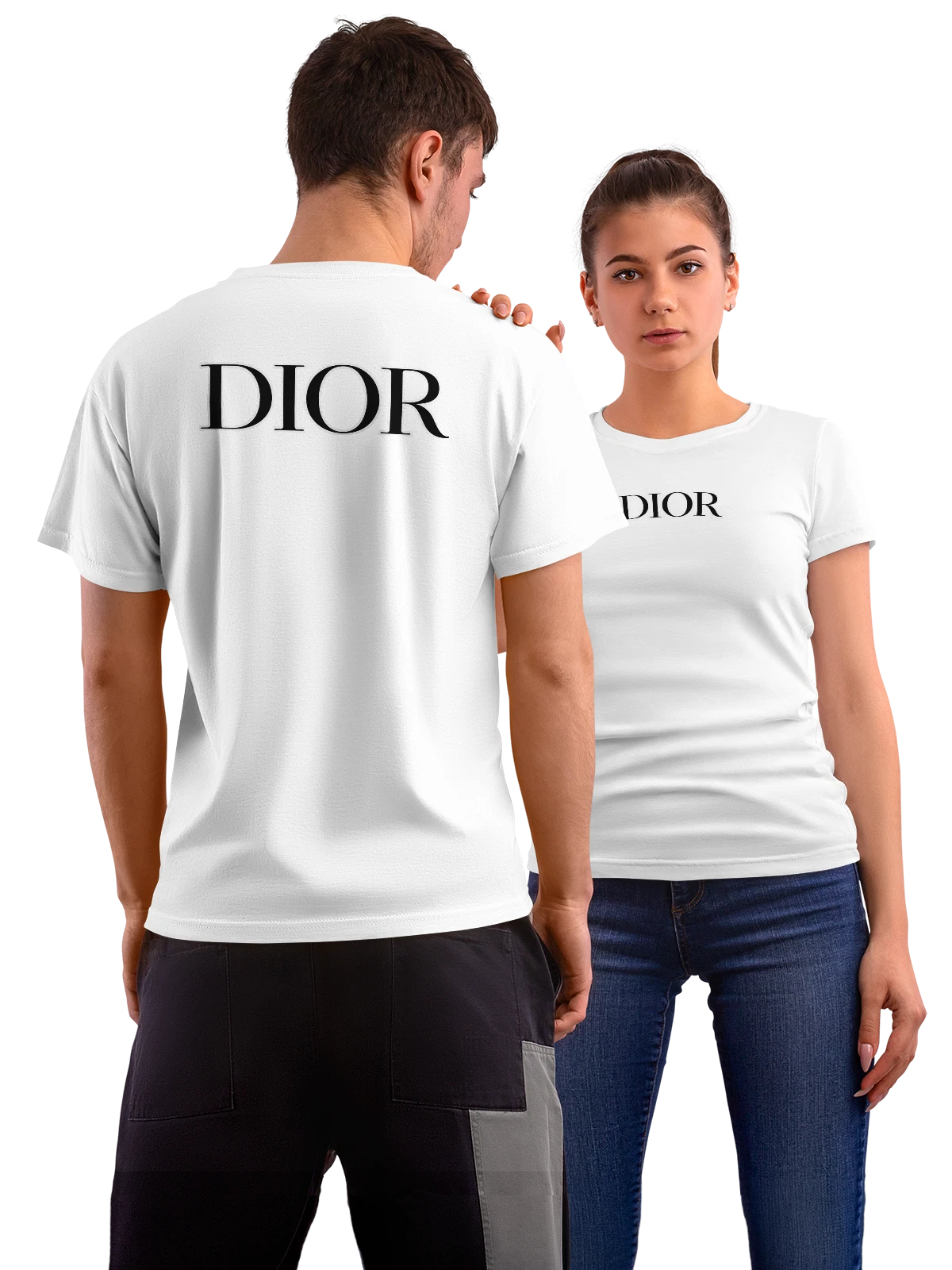 Футболка Dior белая с принтом на спине — минималистичная композиция — Белая, фото 1