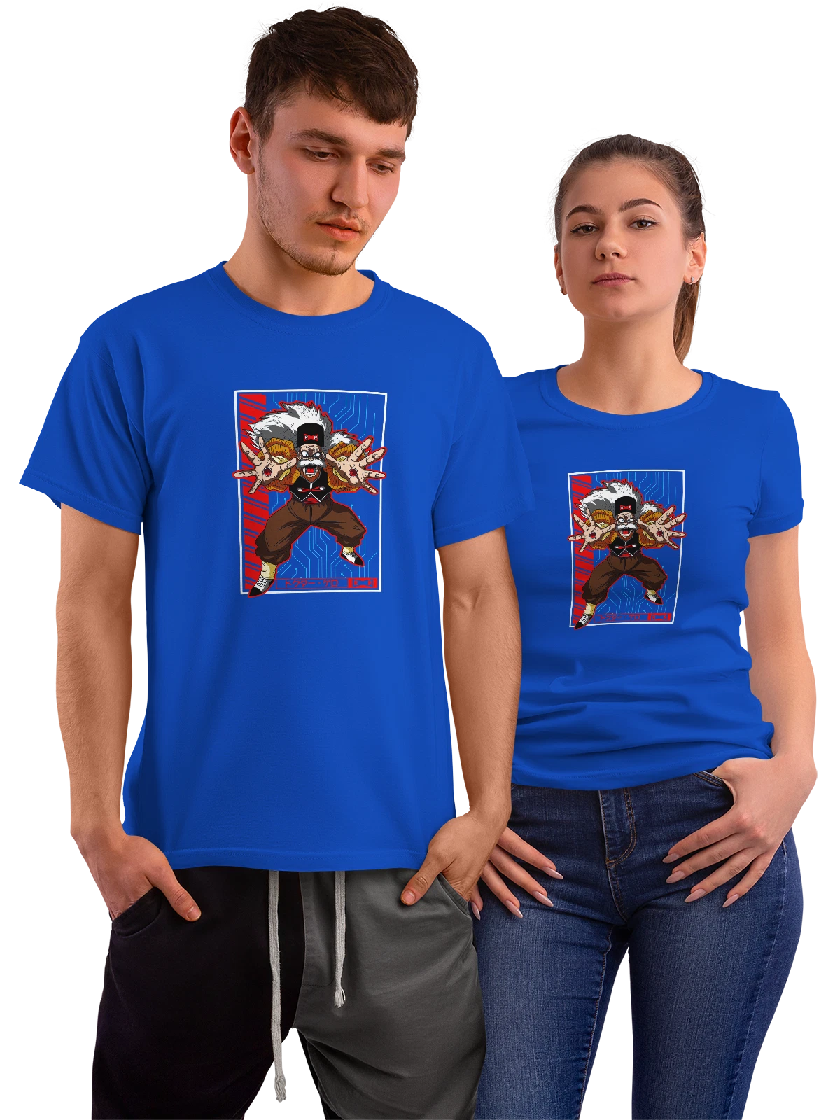 Футболка Доктор Геро из Dragon Ball Z синяя с принтом — атакующая поза — Синяя, фото 1