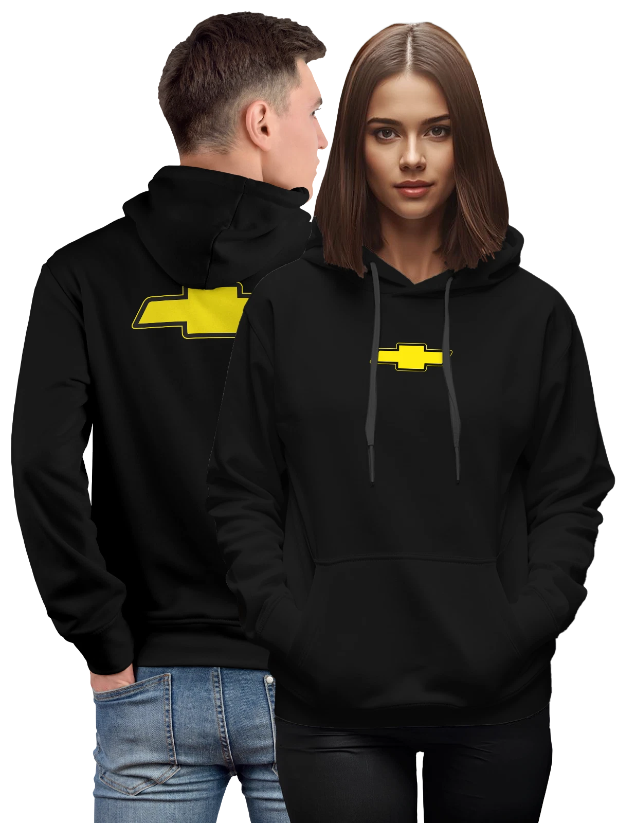 Худи Chevrolet чёрное с принтом — классический шильдик — Чёрная, фото 1