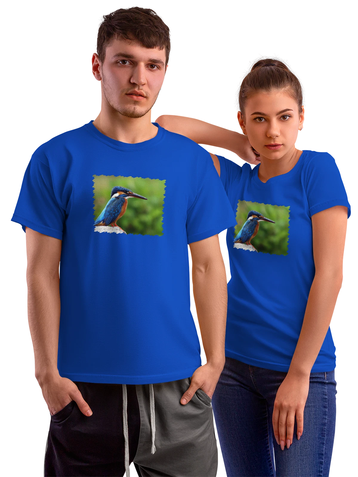 Футболка Животные Kingfisher синяя с принтом — выразительный взгляд — Синяя, фото 1
