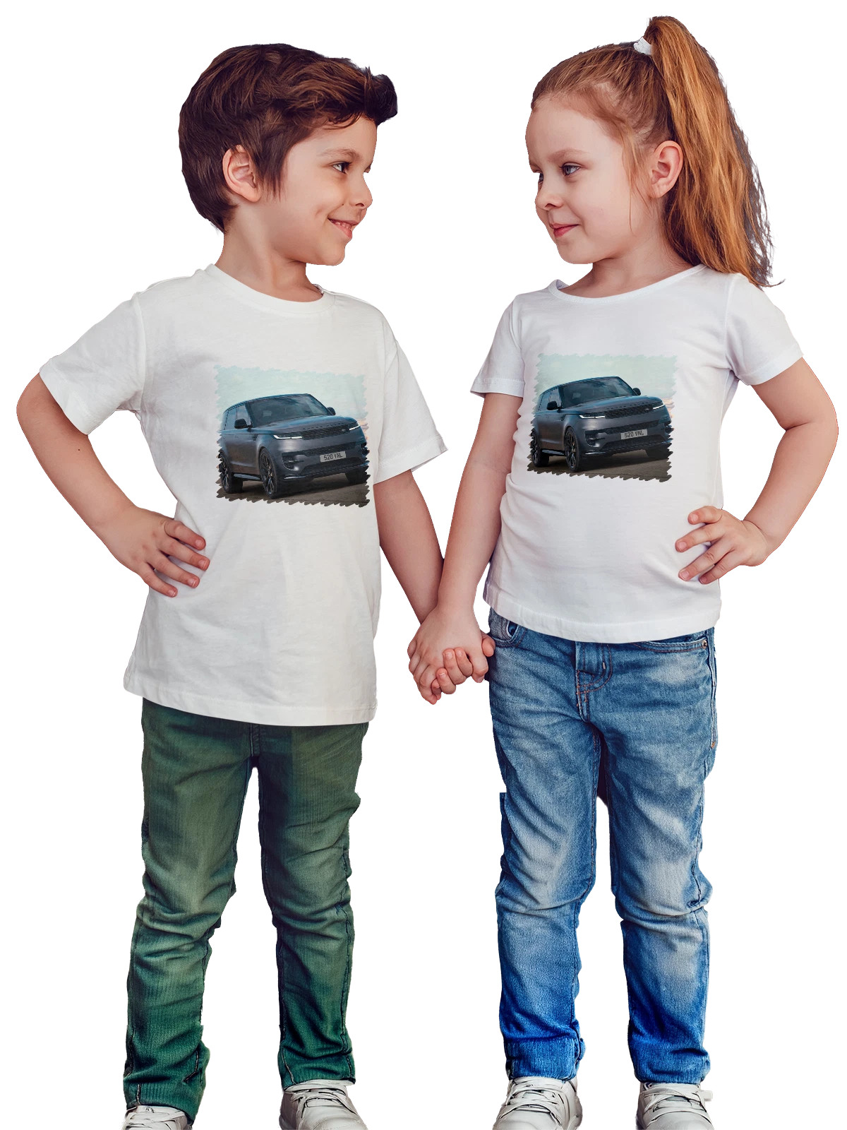 Футболка детская Машина Range Rover Sport 2024 белая с принтом — автоспорт — Белая, фото 1