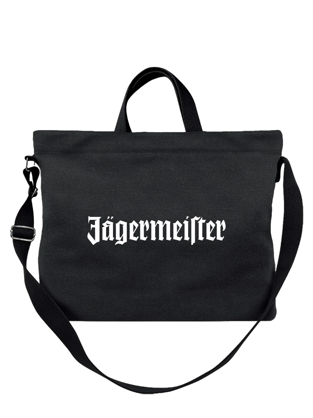 Сумка Jagermeister чёрная с принтом — старинная этикетка — Чёрная, фото 1