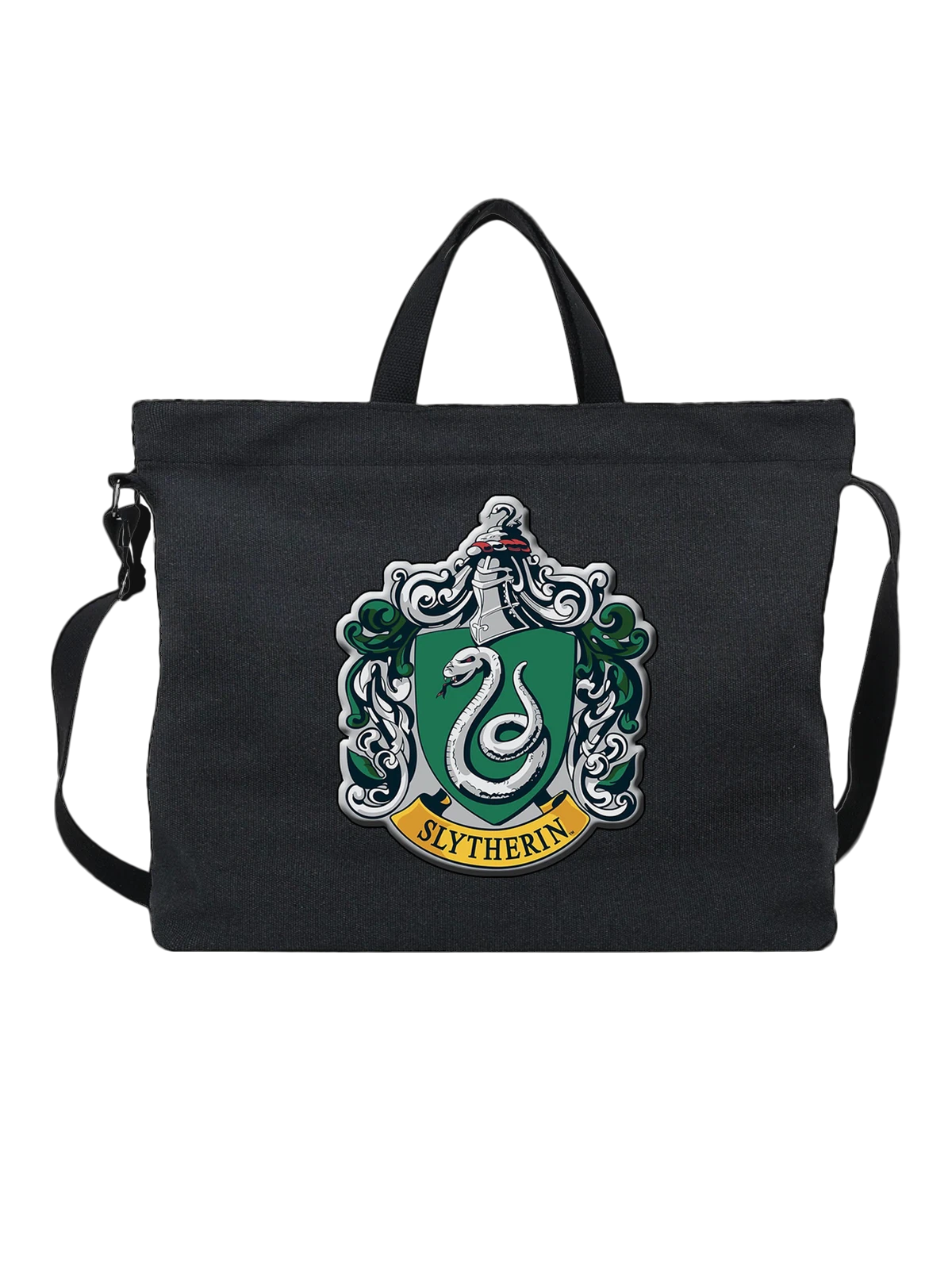 Сумка Слизерин Slytherin чёрная с принтом — футболка подростку — Чёрная, фото 1
