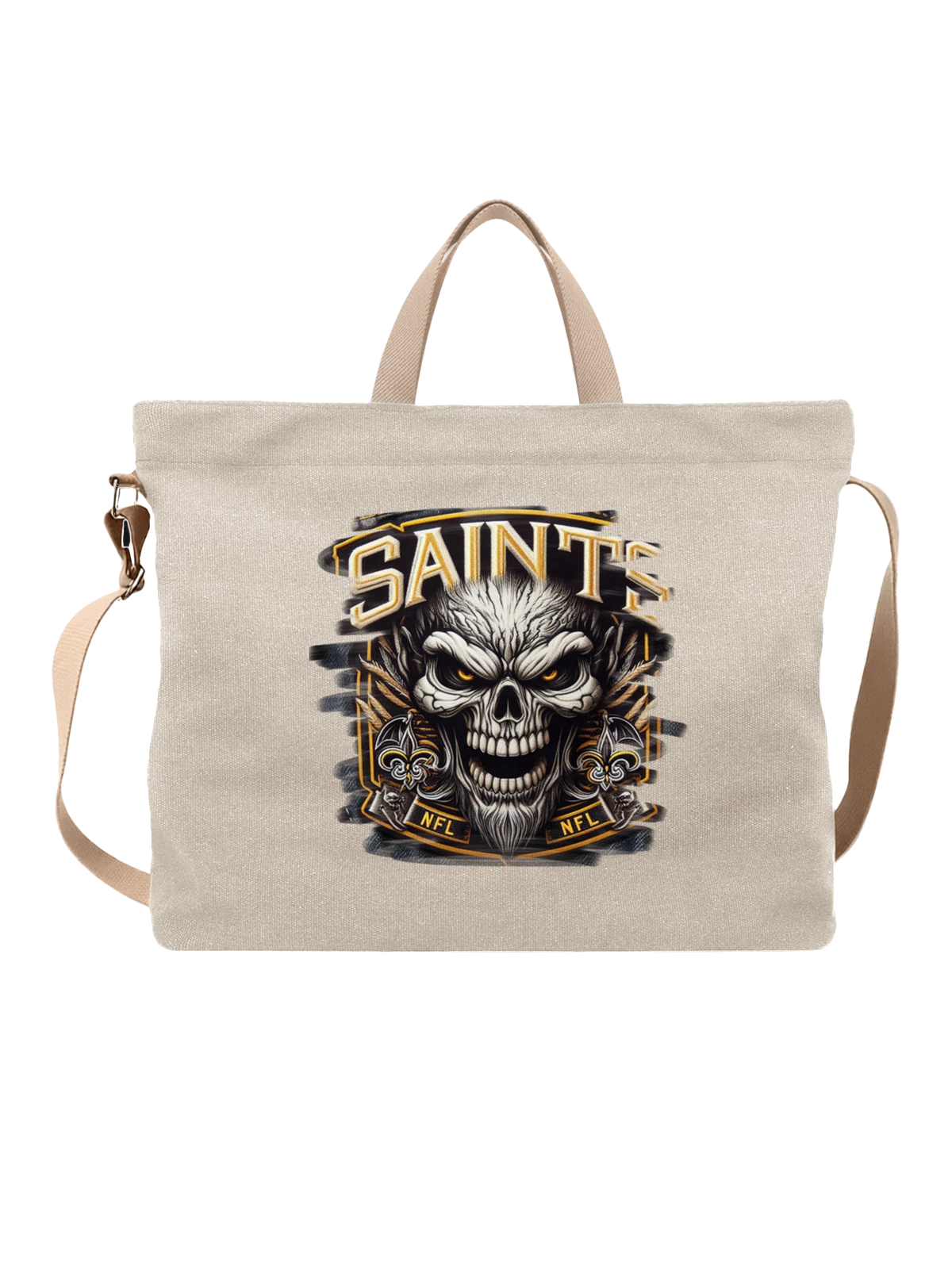 Сумка Череп Saints NFL и эмблема команды белая с принтом — гербовый щит — Белая, фото 1
