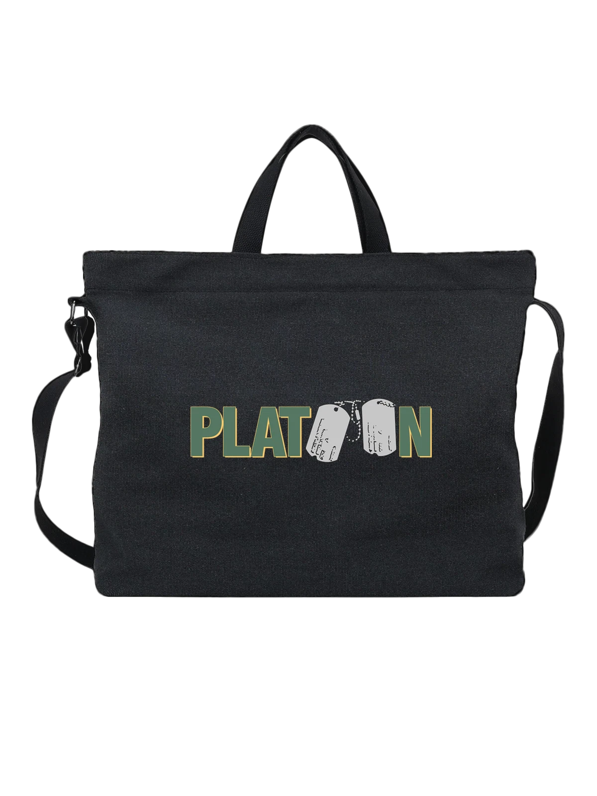 Сумка Platoon чёрная с принтом — военный фильм — Чёрная, фото 1