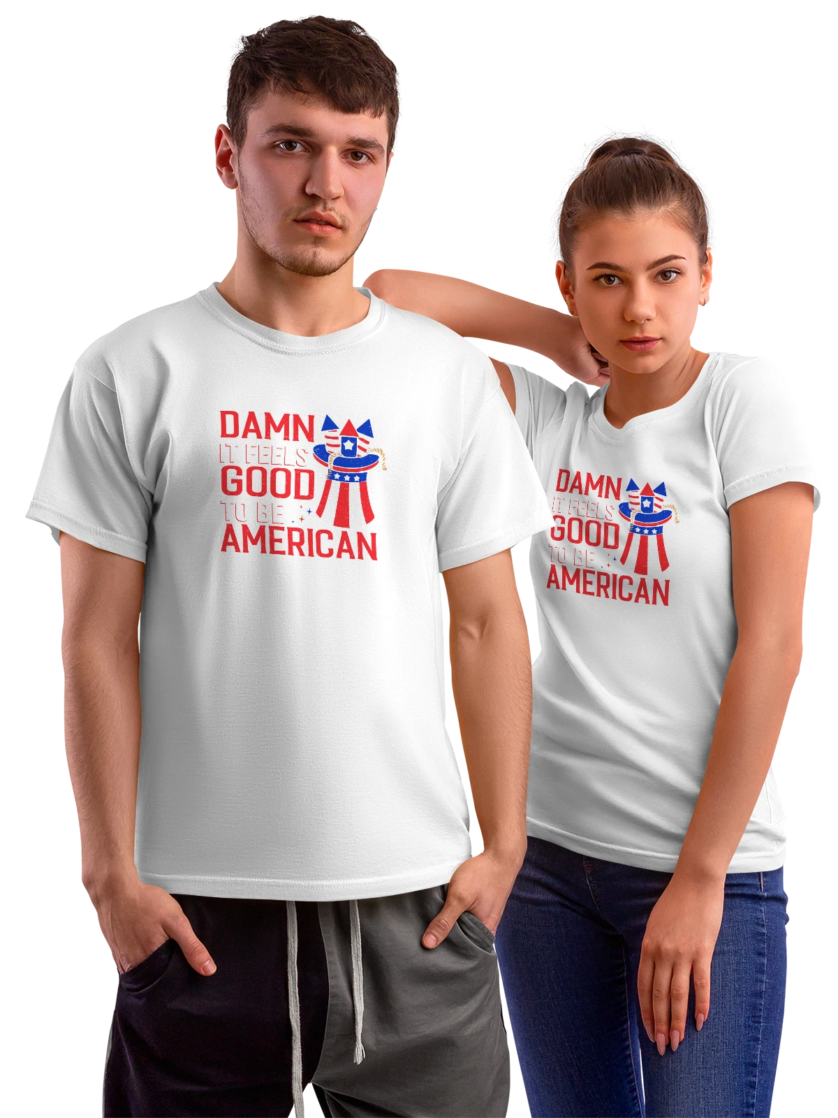 Футболка Дядя Сэм Damn It Feels Good to be American белая с принтом — vintage poster — Белая, фото 1