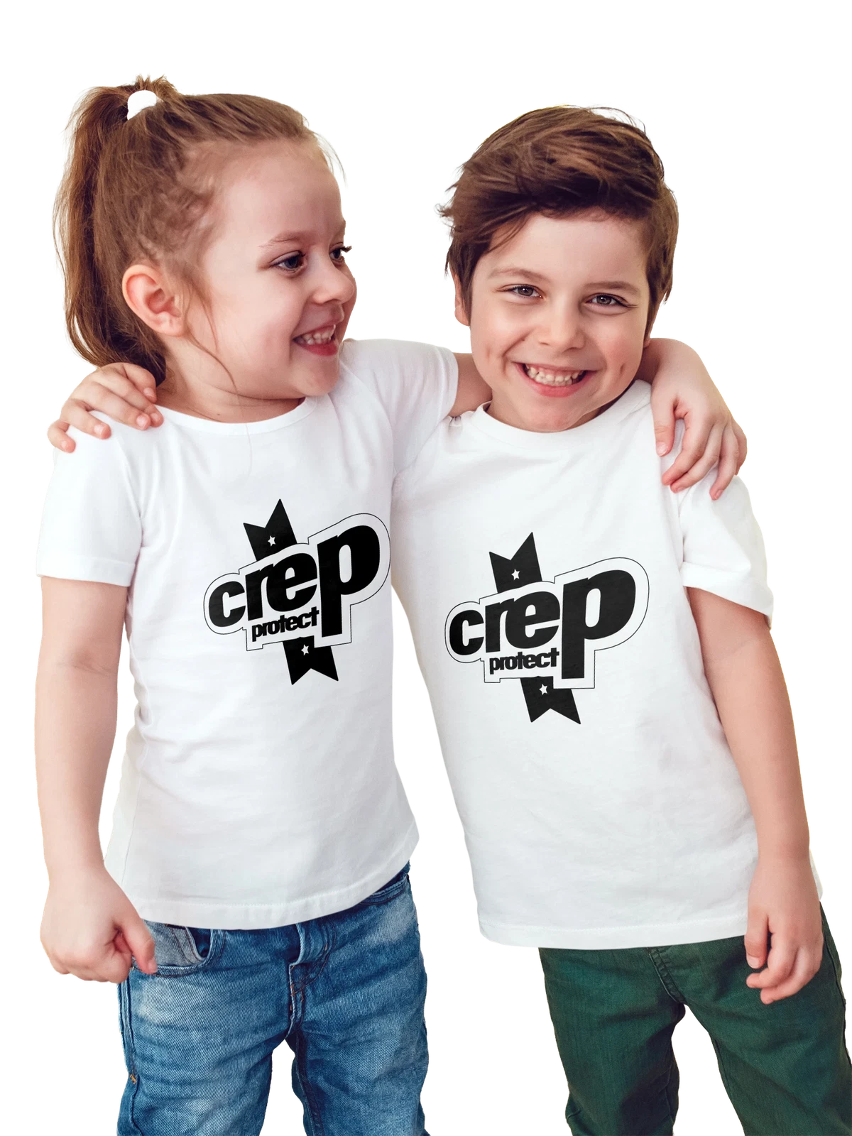 Футболка детская Crep Protect белая с принтом — защита кроссовок — Белая, фото 1