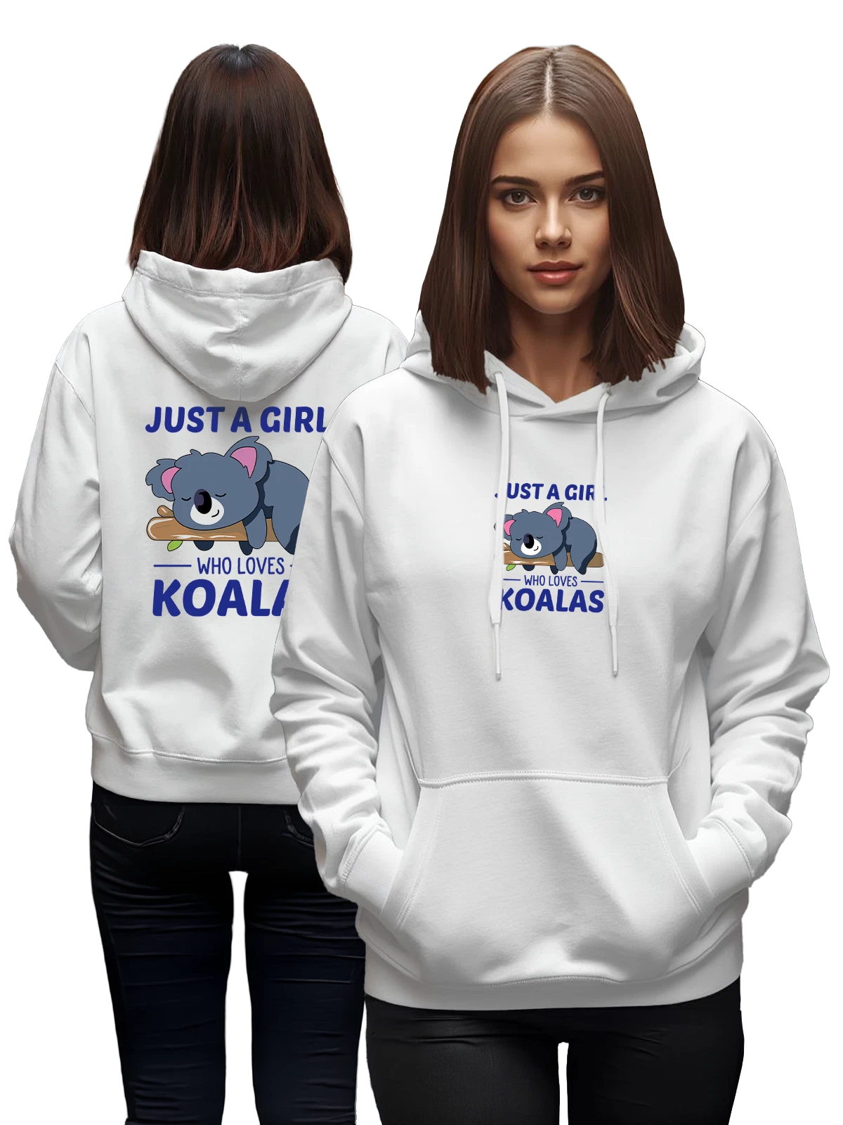 Худи с коалой just a girl белое с принтом — молодежный стиль — Белая, фото 1
