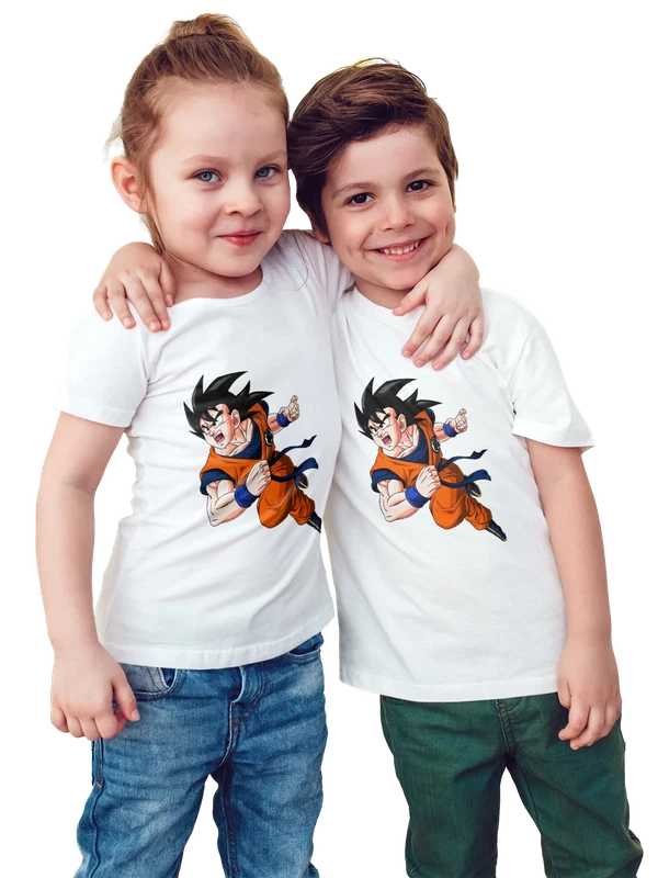 Футболка Гоку Dragon Ball в оранжевой боевой форме — Белая, фото 1