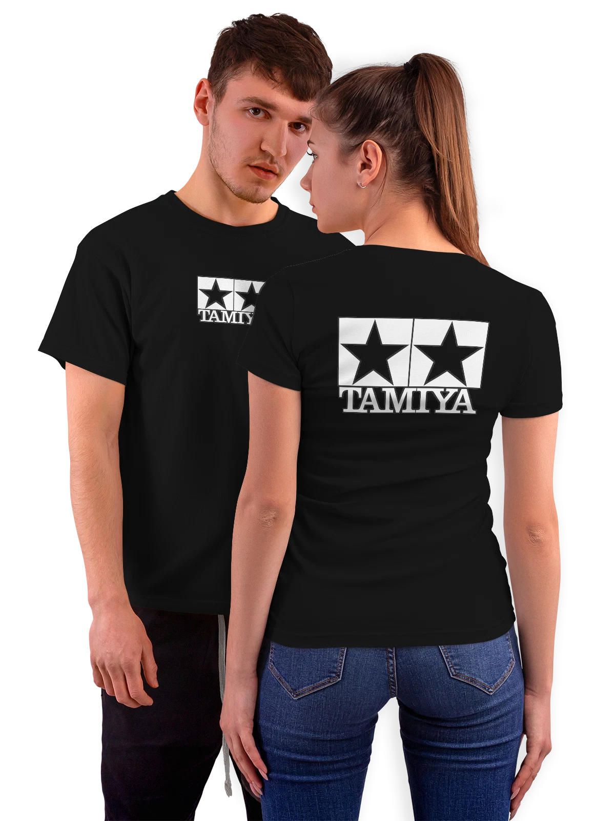 Футболка Tamiya чёрная с принтом на спине — современная айдентика — Чёрная, фото 1