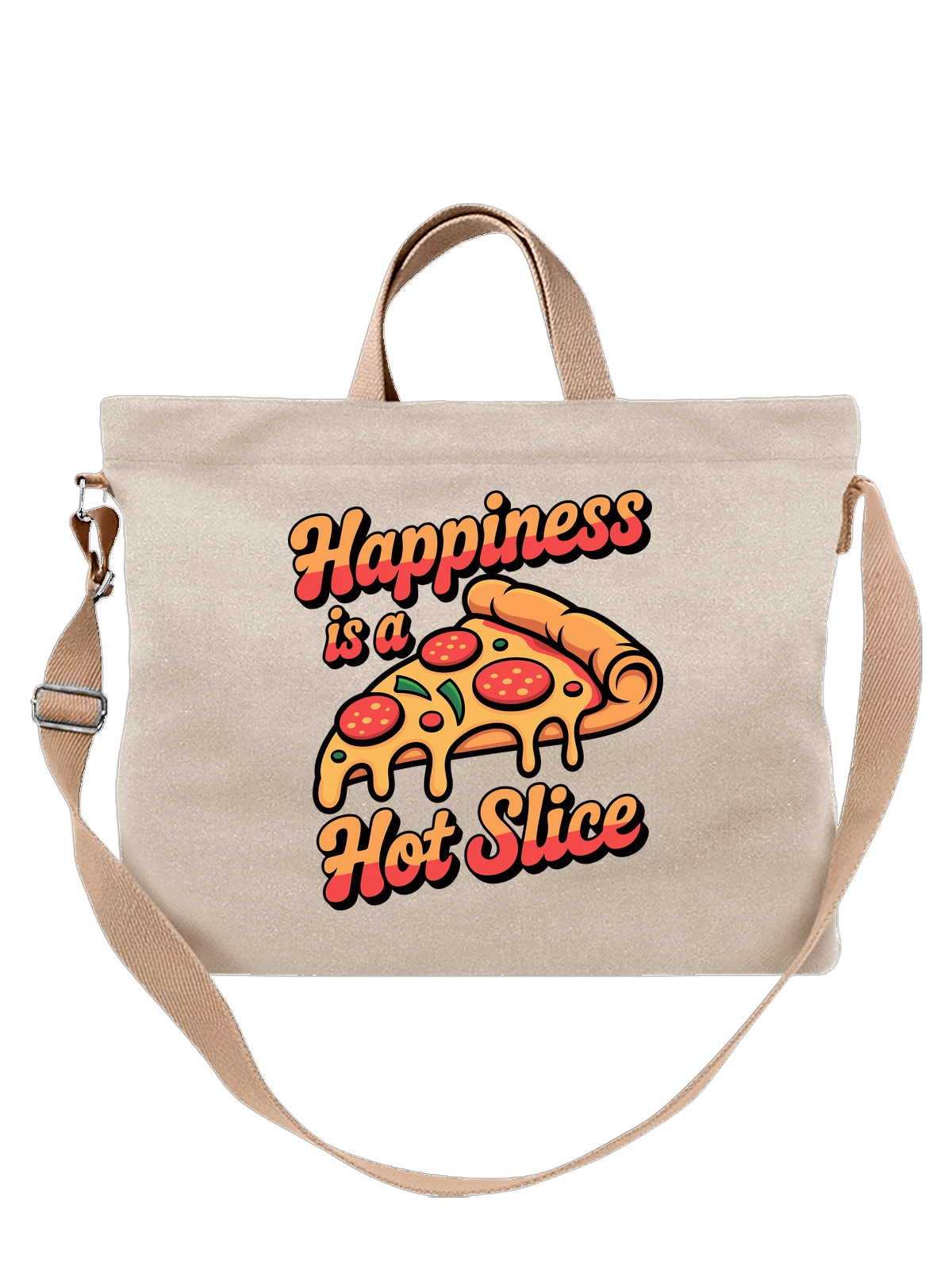 Сумка бежевая с принтом Кусок пиццы с пепперони Hot Slice — ломтик пиццы — Бежевая, фото 1