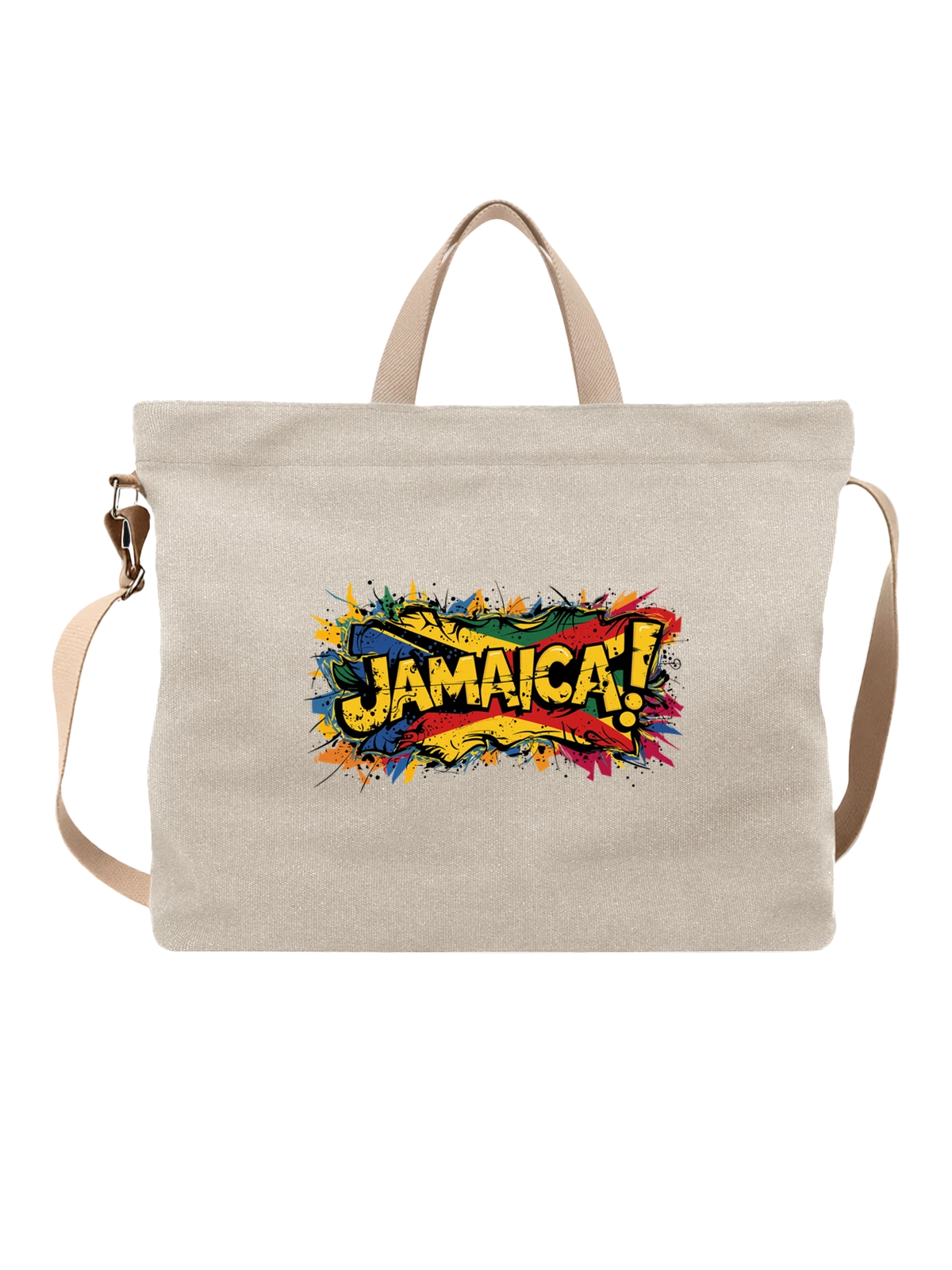 Сумка Jamaica с яркой граффити надписью белая с принтом — яркий текст — Белая, фото 1
