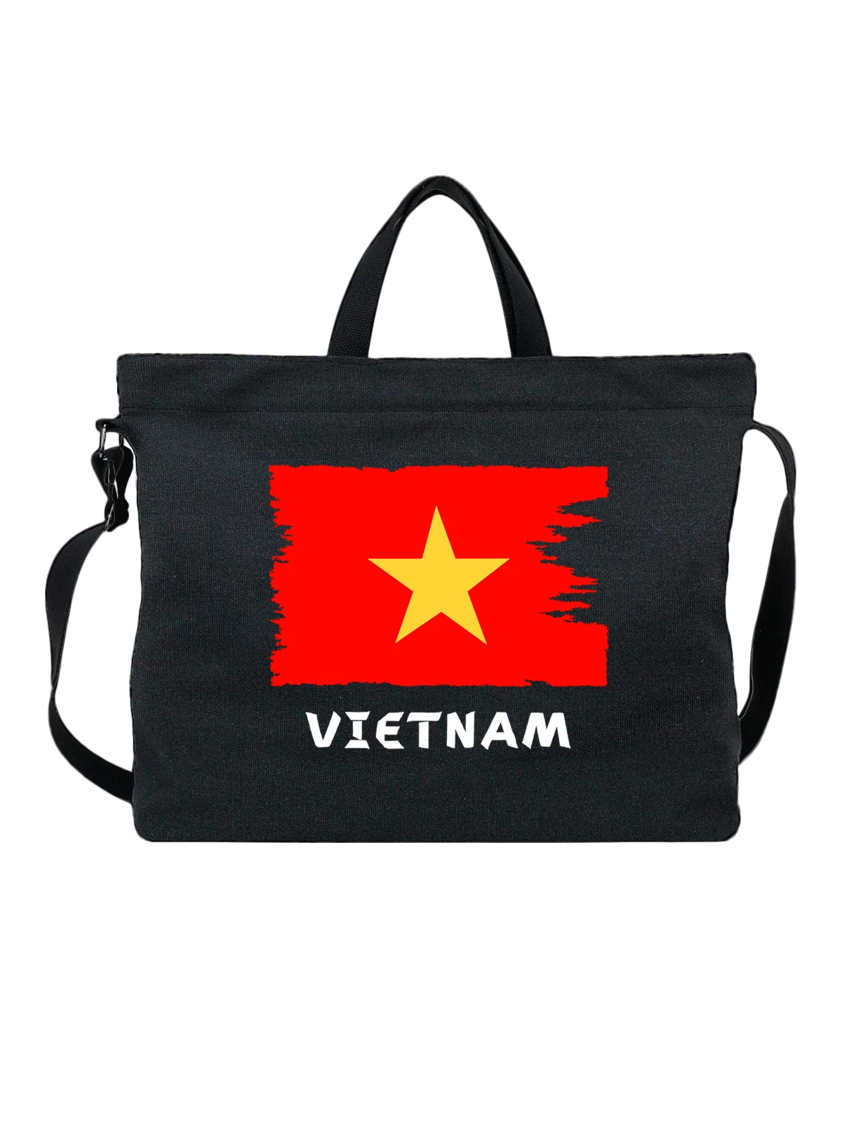 Сумка с флагом Вьетнама Vietnam чёрная с принтом — национальная символика — Чёрная, фото 1