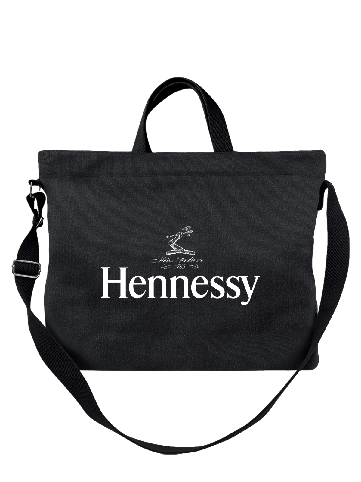 Сумка Hennessy чёрная с принтом — фирменная символика — Чёрная, фото 1