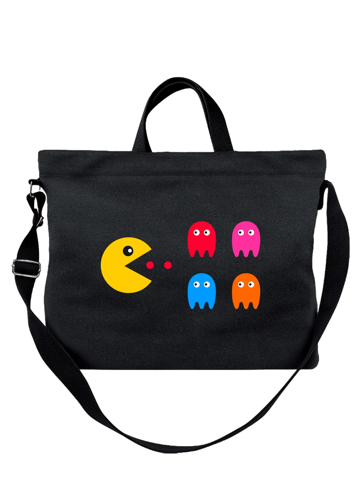 Сумка Пакман pac man чёрная с принтом — фанатский принт — Чёрная, фото 1