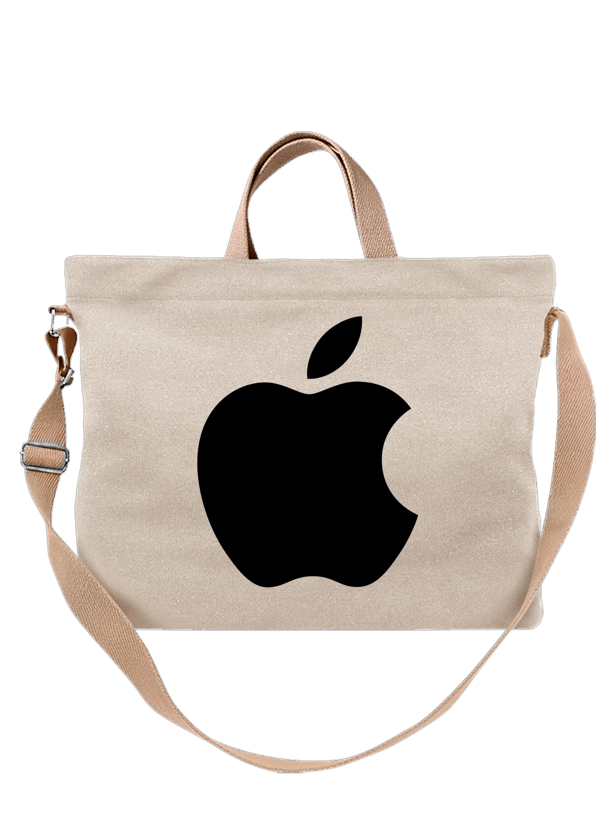 Сумка Apple белая с принтом — минималистичная эмблема — Белая, фото 1