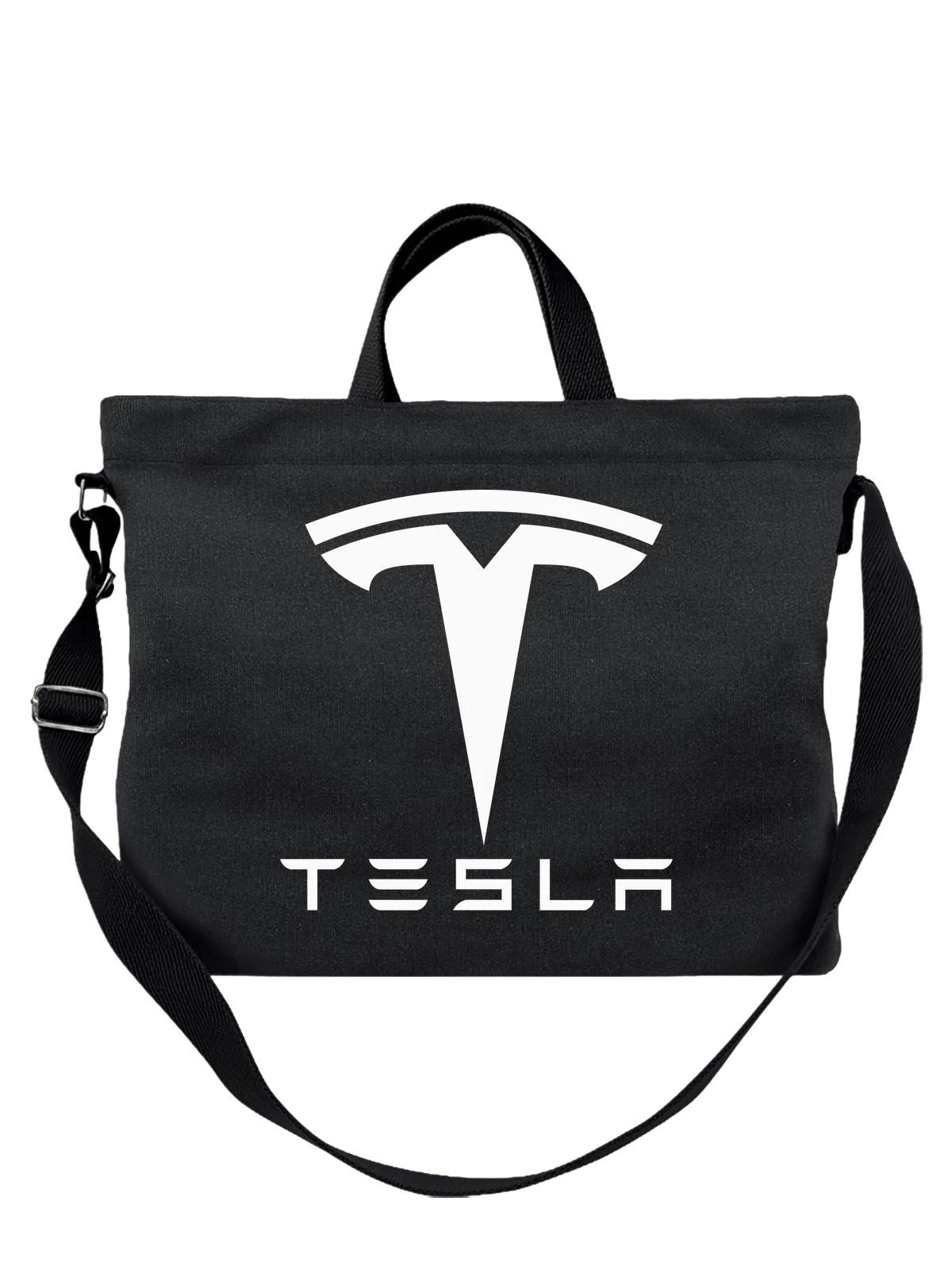 Сумка Tesla чёрная с принтом — инновационные технологии — Чёрная, фото 1