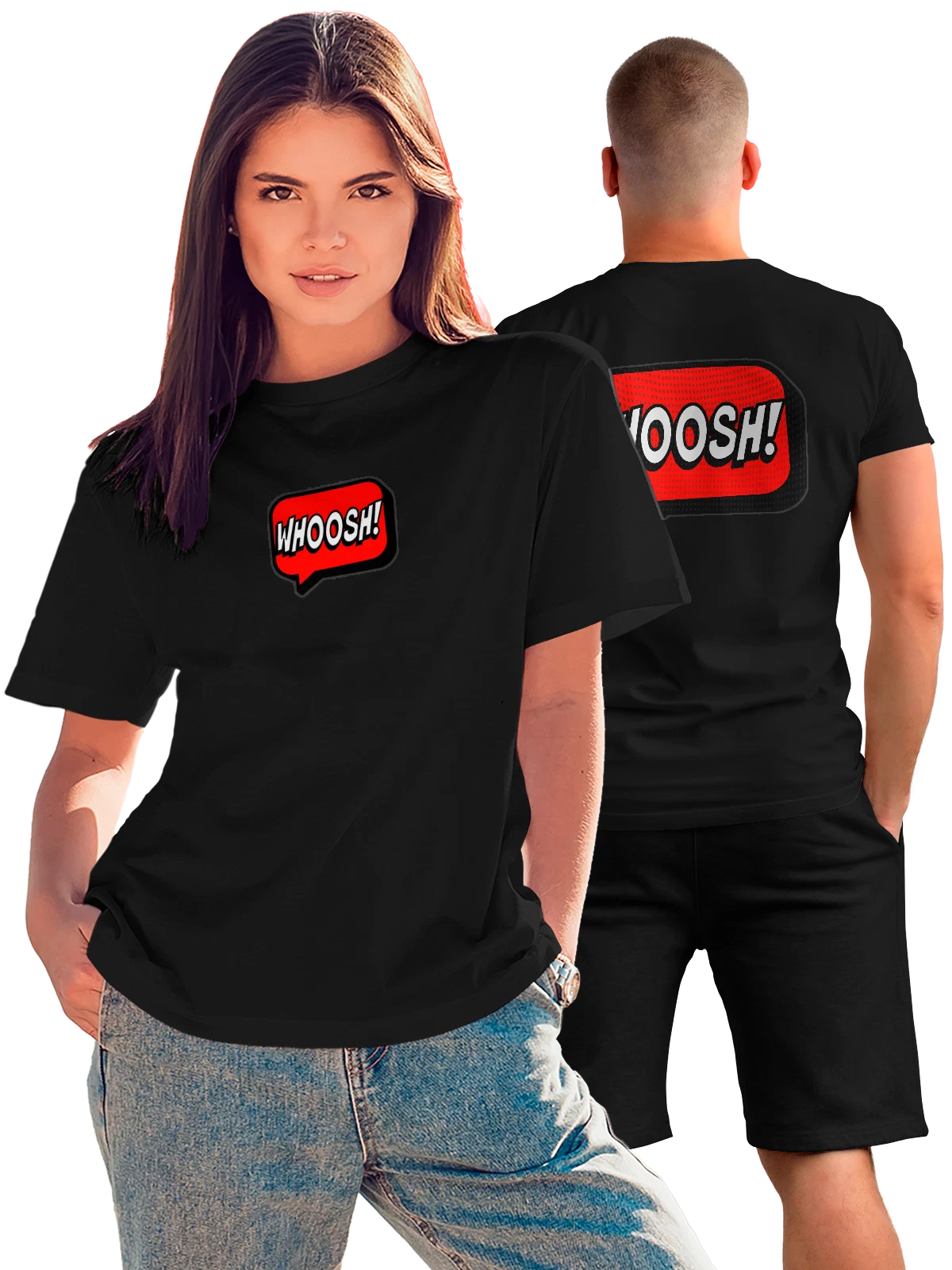 Футболка Whoosh чёрная с принтом на спине — футболка подростку — Чёрная, фото 1
