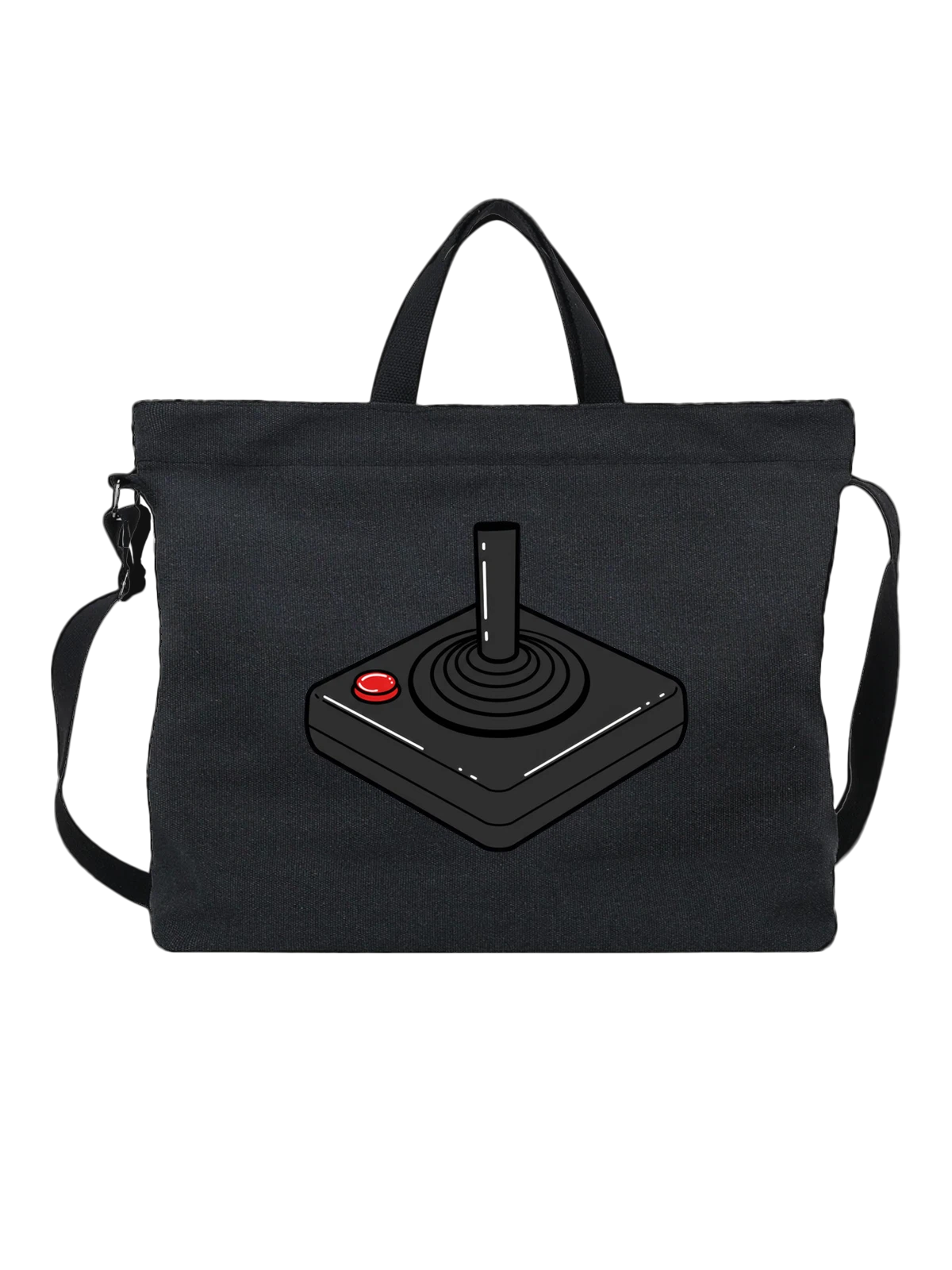 Сумка чёрная с принтом с arcade joystick и красной кнопкой — аркадный контроллер — Чёрная, фото 1