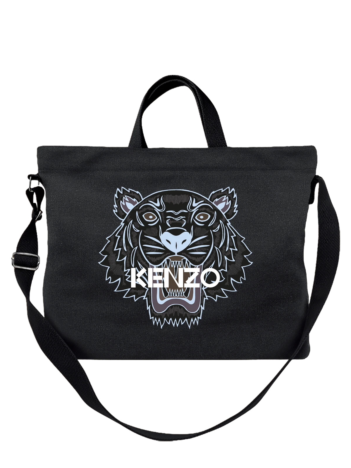 Сумка Kenzo чёрная с принтом — японский модный логотип — Чёрная, фото 1