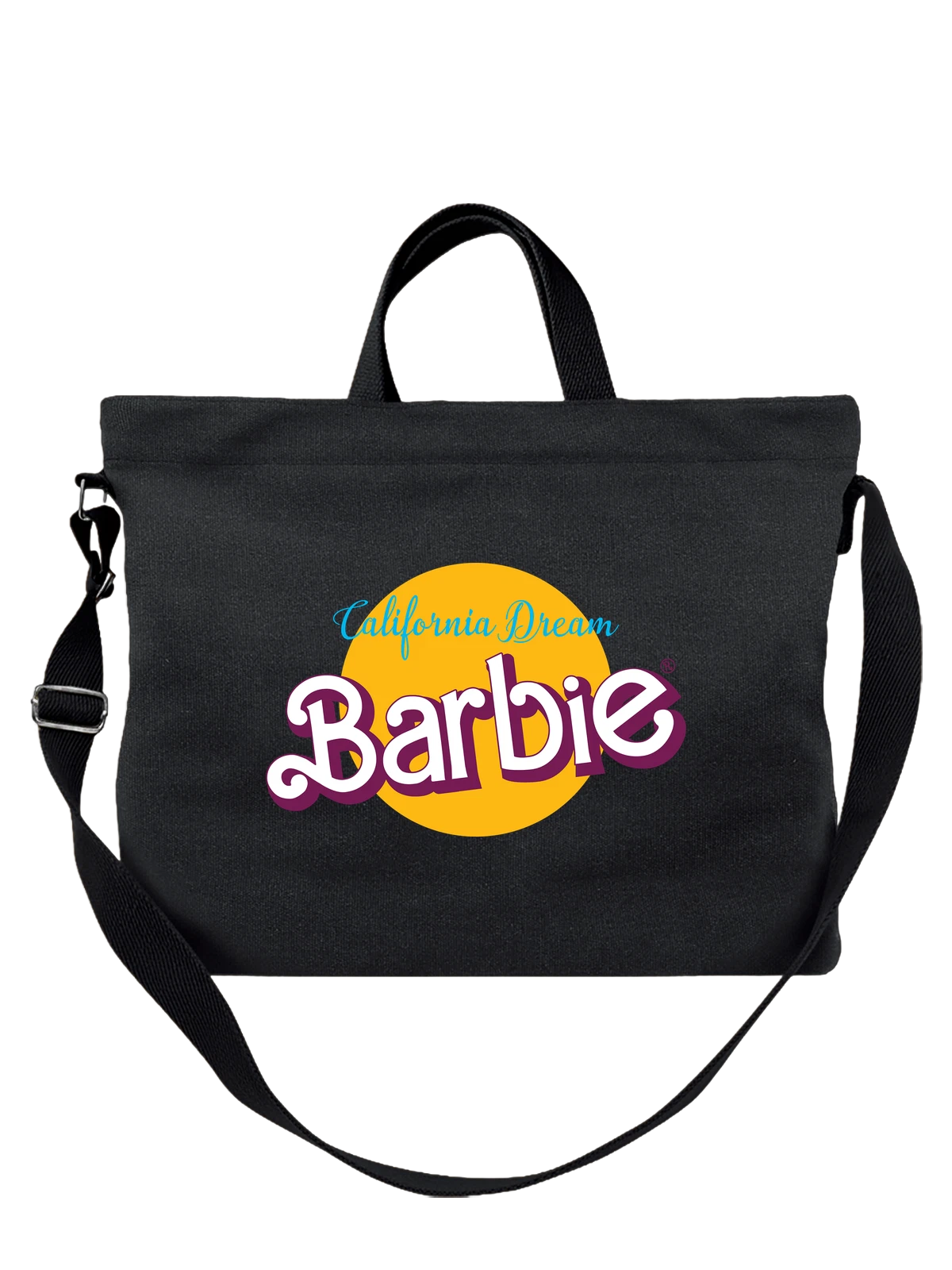 Сумка чёрная с принтом Barbie California Dream надпись логотип — поп культура — Чёрная, фото 1