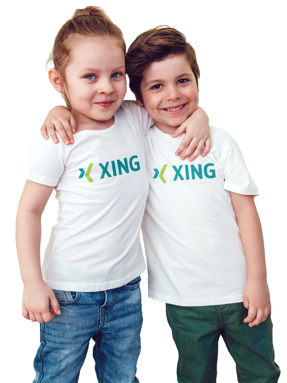 Футболка детская Xing белая с принтом — современная айдентика — Белая, фото 1