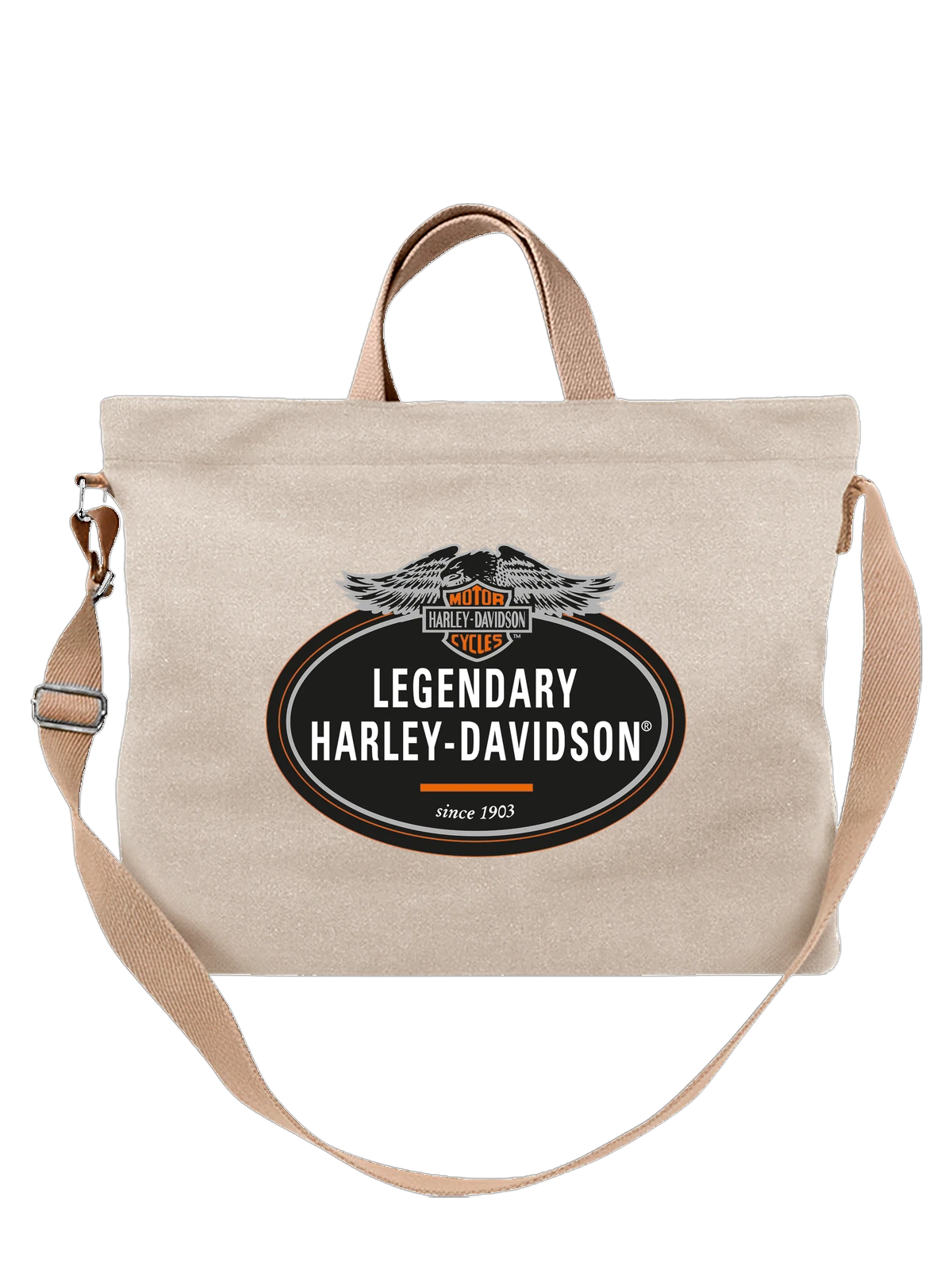 Сумка Harley Davidson белая с принтом — контрастный принт — Белая, фото 1