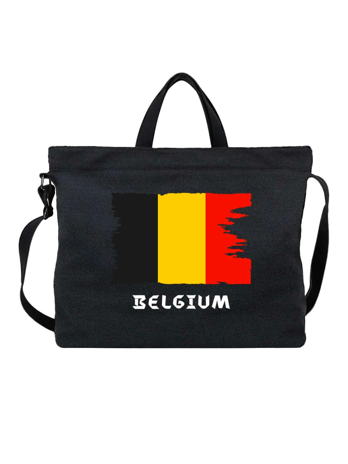 Сумка с флагом Бельгии Belgium чёрная с принтом — национальная символика — Чёрная, фото 1