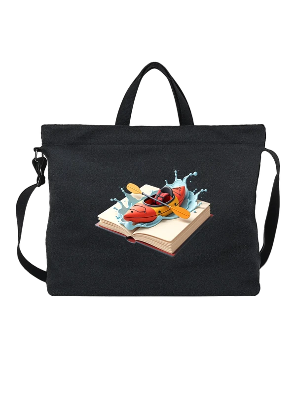 Сумка каяк в воде на открытой книге — Чёрная, фото 1