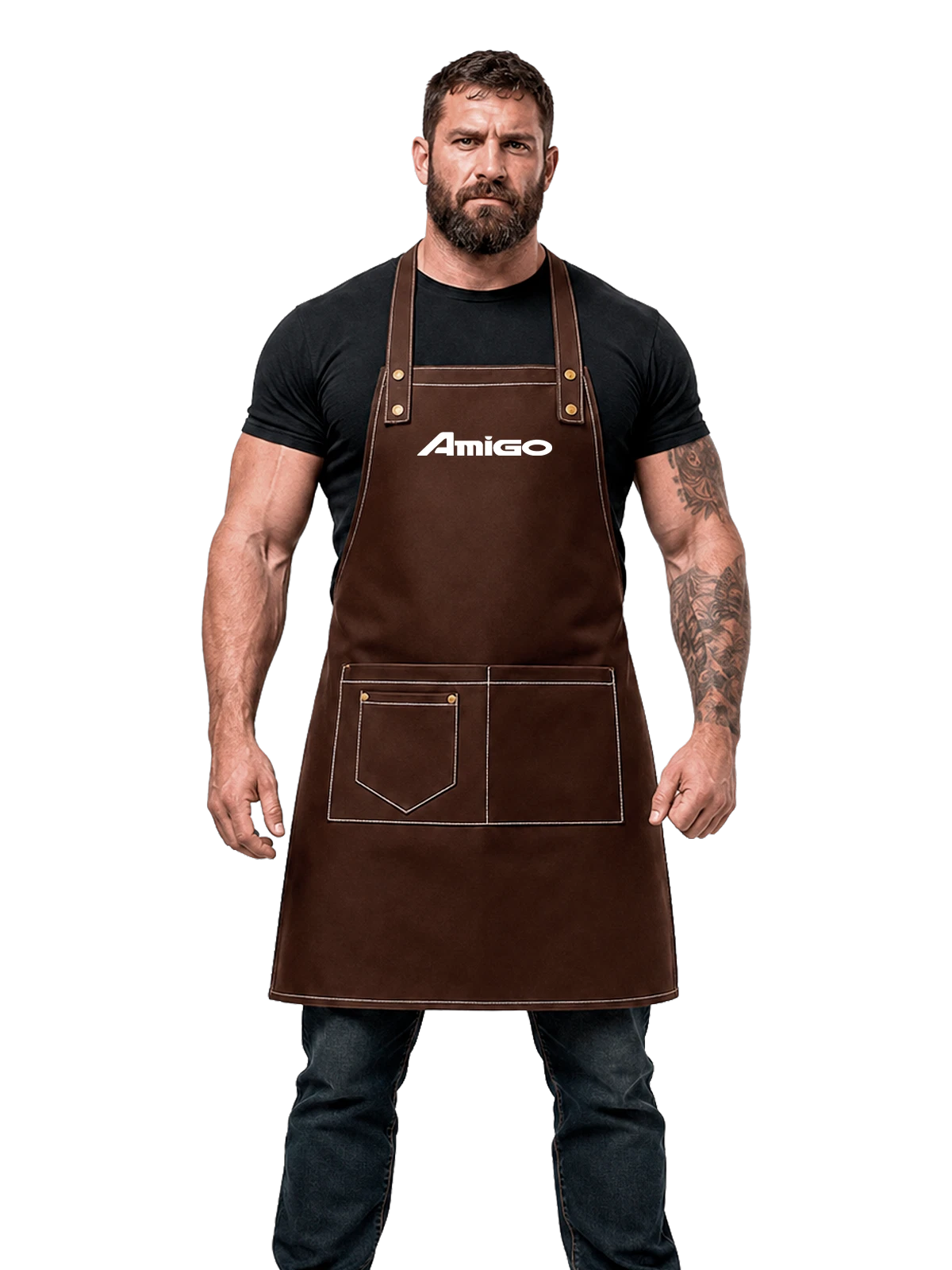 Фартук Amigo чёрный с принтом — современная айдентика — Чёрная, фото 1