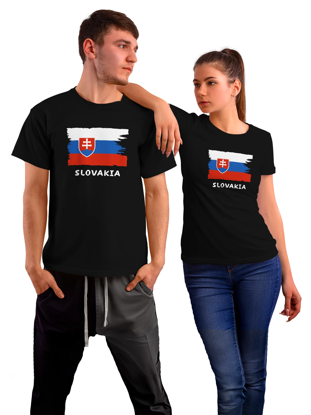 Футболка с флагом Словакии Slovakia чёрная с принтом — национальная символика — Чёрная, фото 1