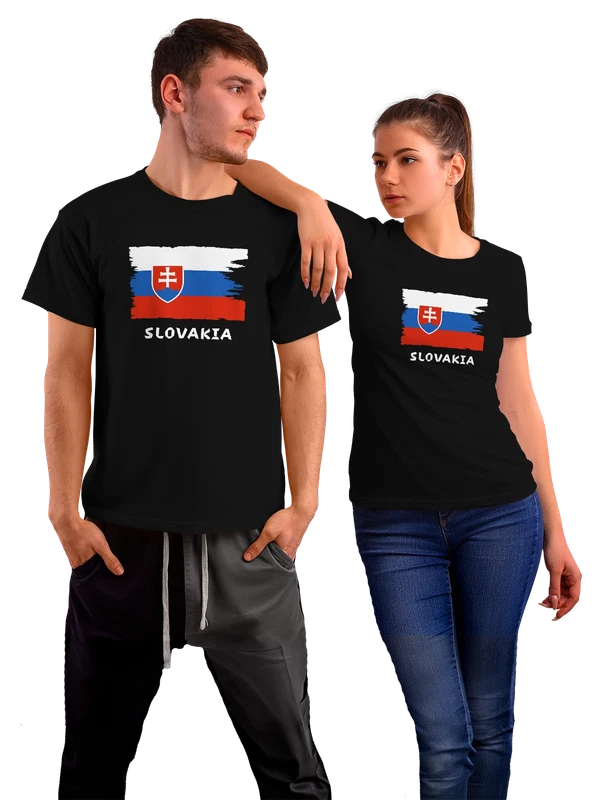 Футболка с флагом Словакии Slovakia — Чёрная, фото 1