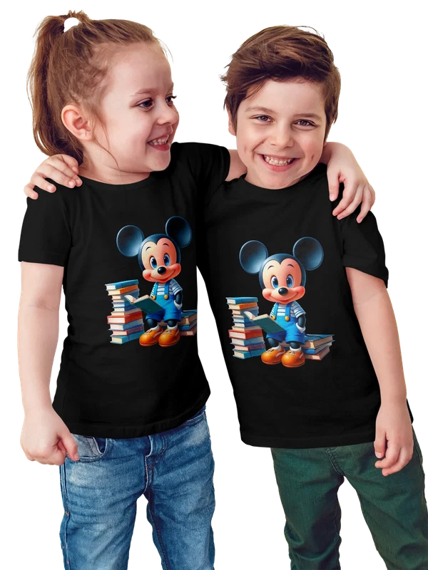 Футболка Микки Маус Mickey Mouse учебники — Чёрная, фото 1
