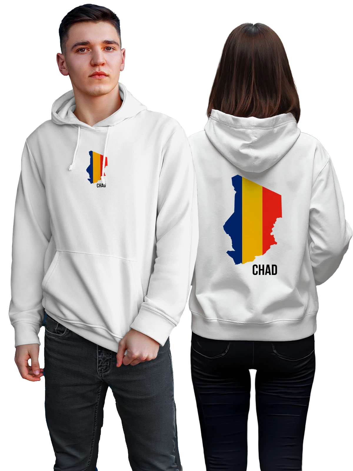 Худи с флагом Чада Chad белое с принтом — национальная символика — Белая, фото 1