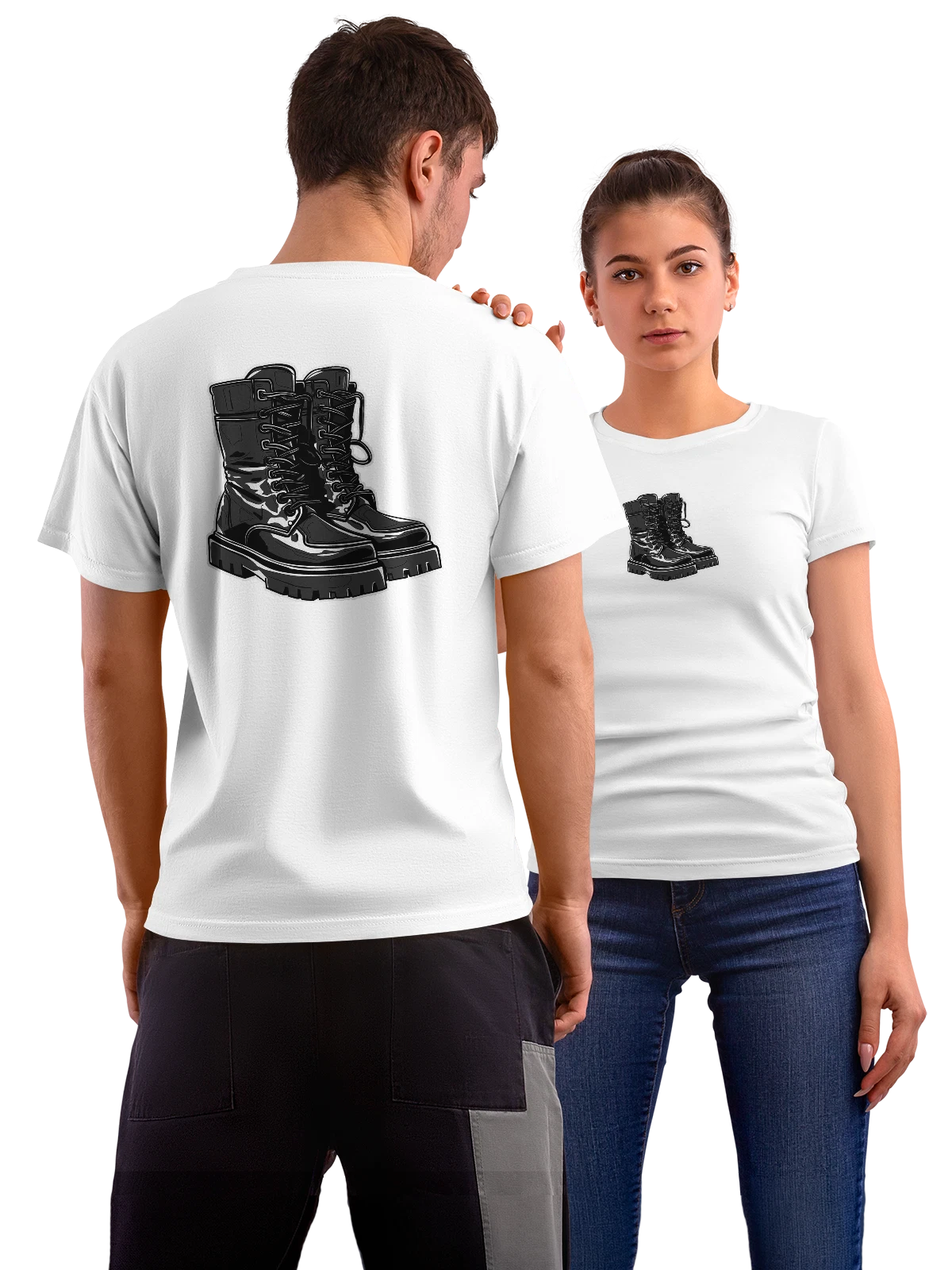 Футболка Берцы белая с принтом на спине — streetwear футболка — Белая, фото 1