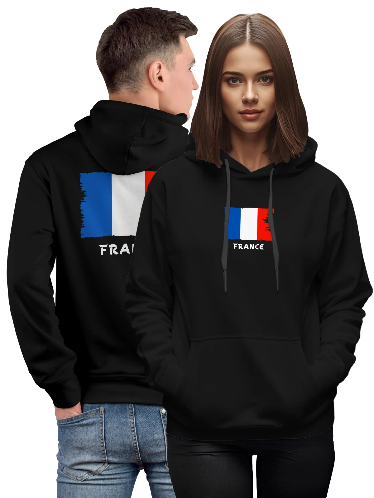Худи с флагом Франции France чёрное с принтом — национальная символика — Чёрная, фото 1